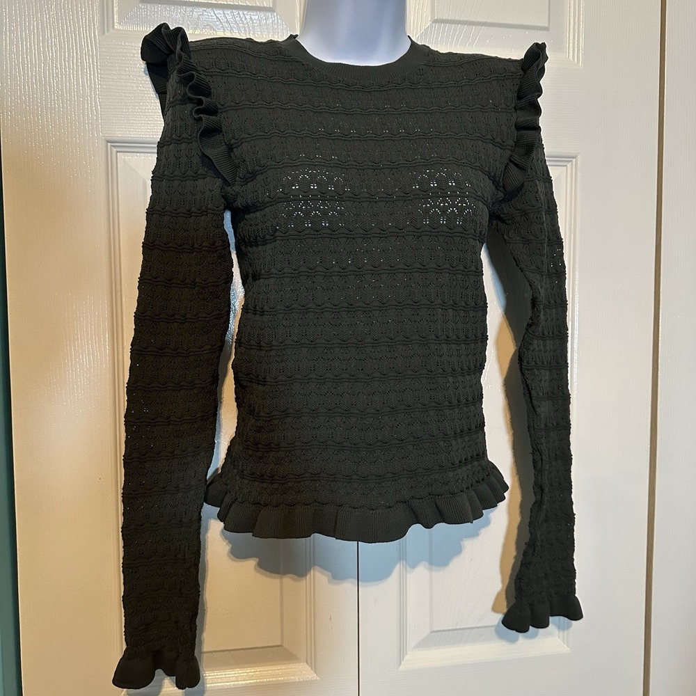 Zara Knit Top with Ruffles Women's‎ Size Small Long Sleeve